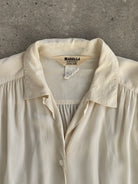 Marella Circa 90s Pure Silk Pleated Shirt - L - SYLK