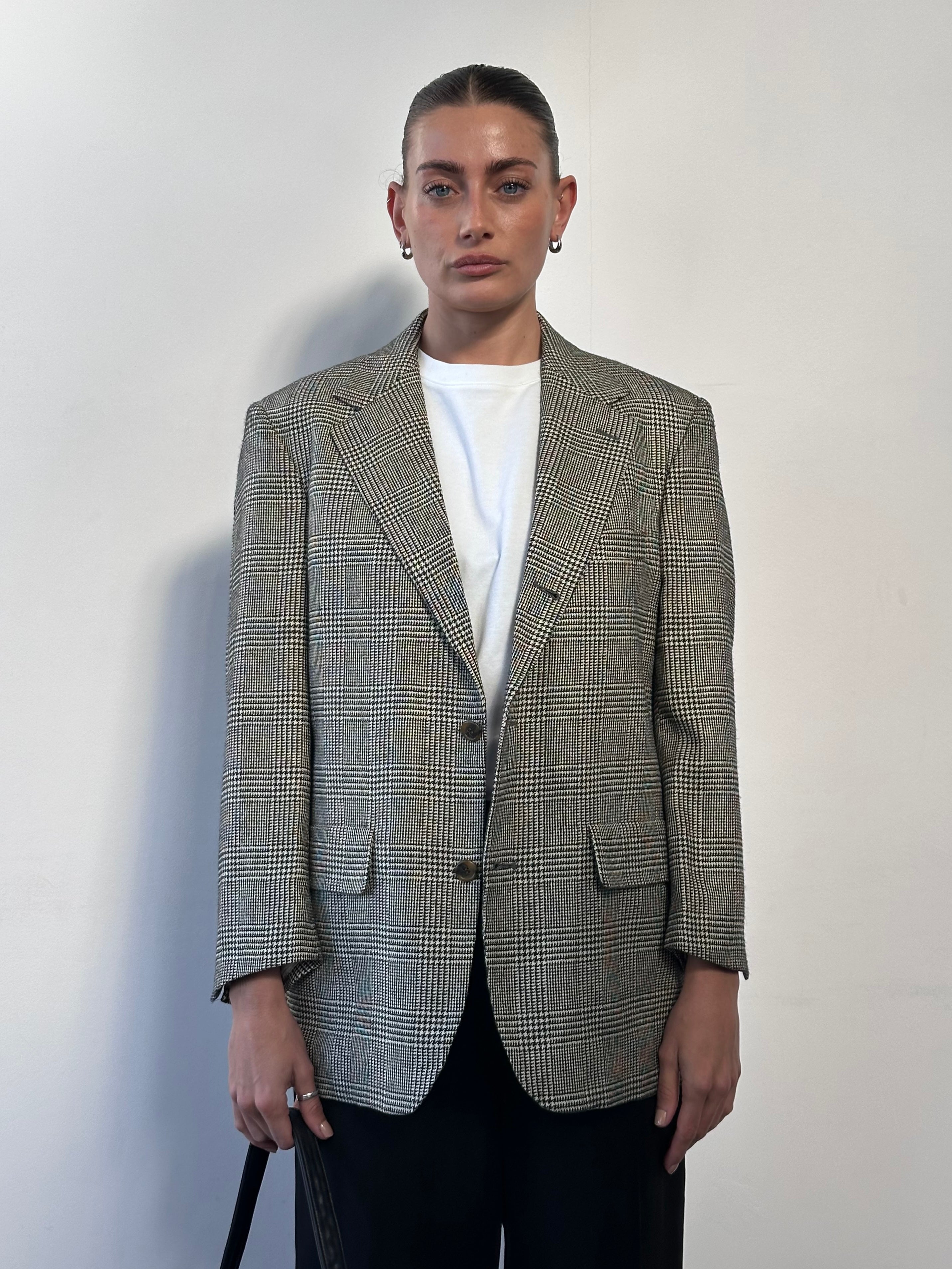 Vintage 80s Check Wool Single Breasted Blazer - 38S/M - SYLK