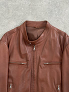 Italian Vintage 90s Double Zip Moto Leather Jacket - M/L - SYLK