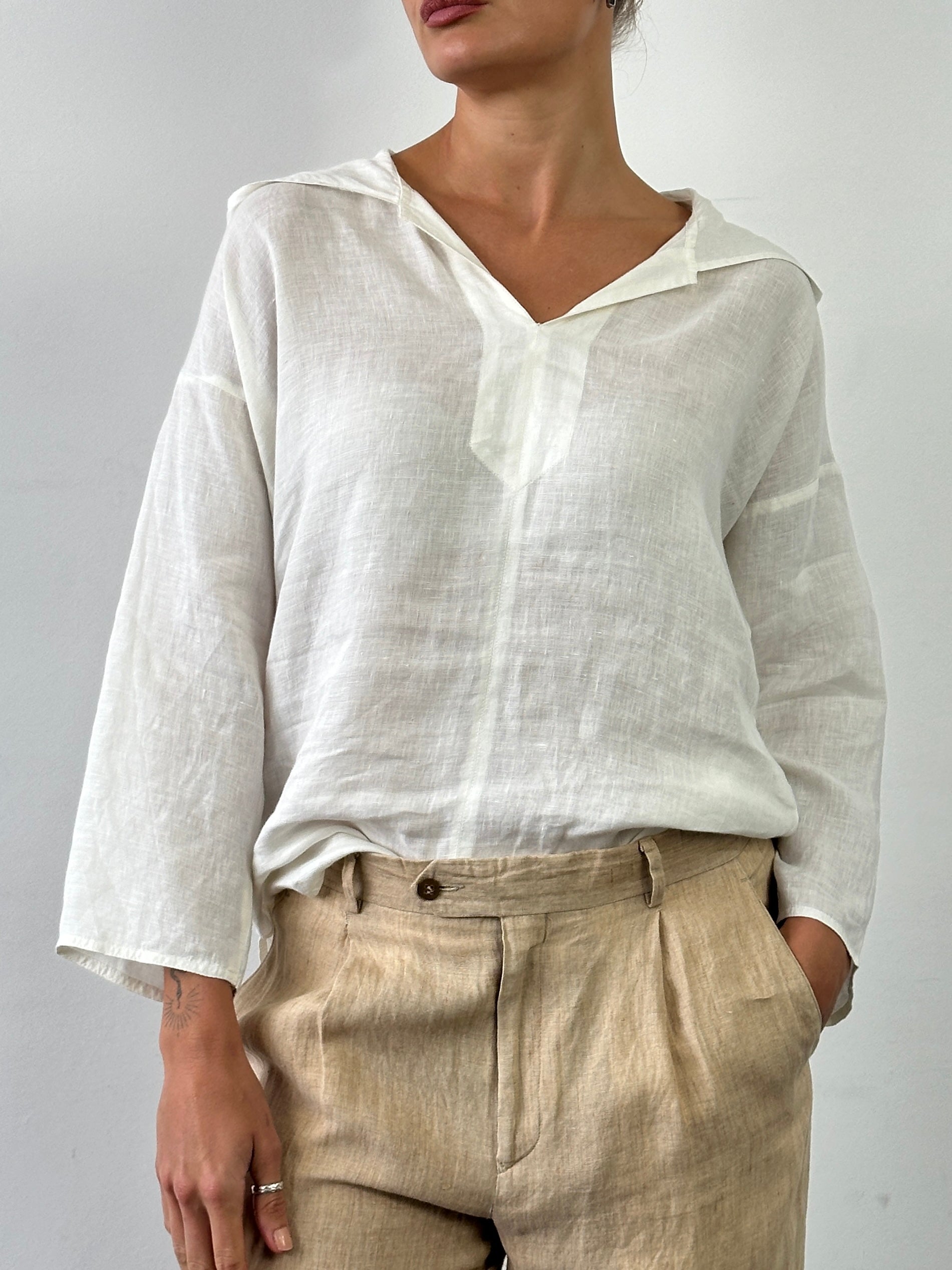 Max Mara Pure Linen Hooded Top - S/M - SYLK
