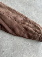 Vintage 1990s High Neck Aged Leather Bomber Jacket - L - SYLK