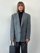 Harris Tweed Pure Brushed Wool Check Single Breasted Blazer - XL - SYLK