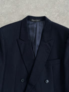 Vintage Pure Brushed Wool Stripe Double Breasted Blazer - 42R/L - SYLK