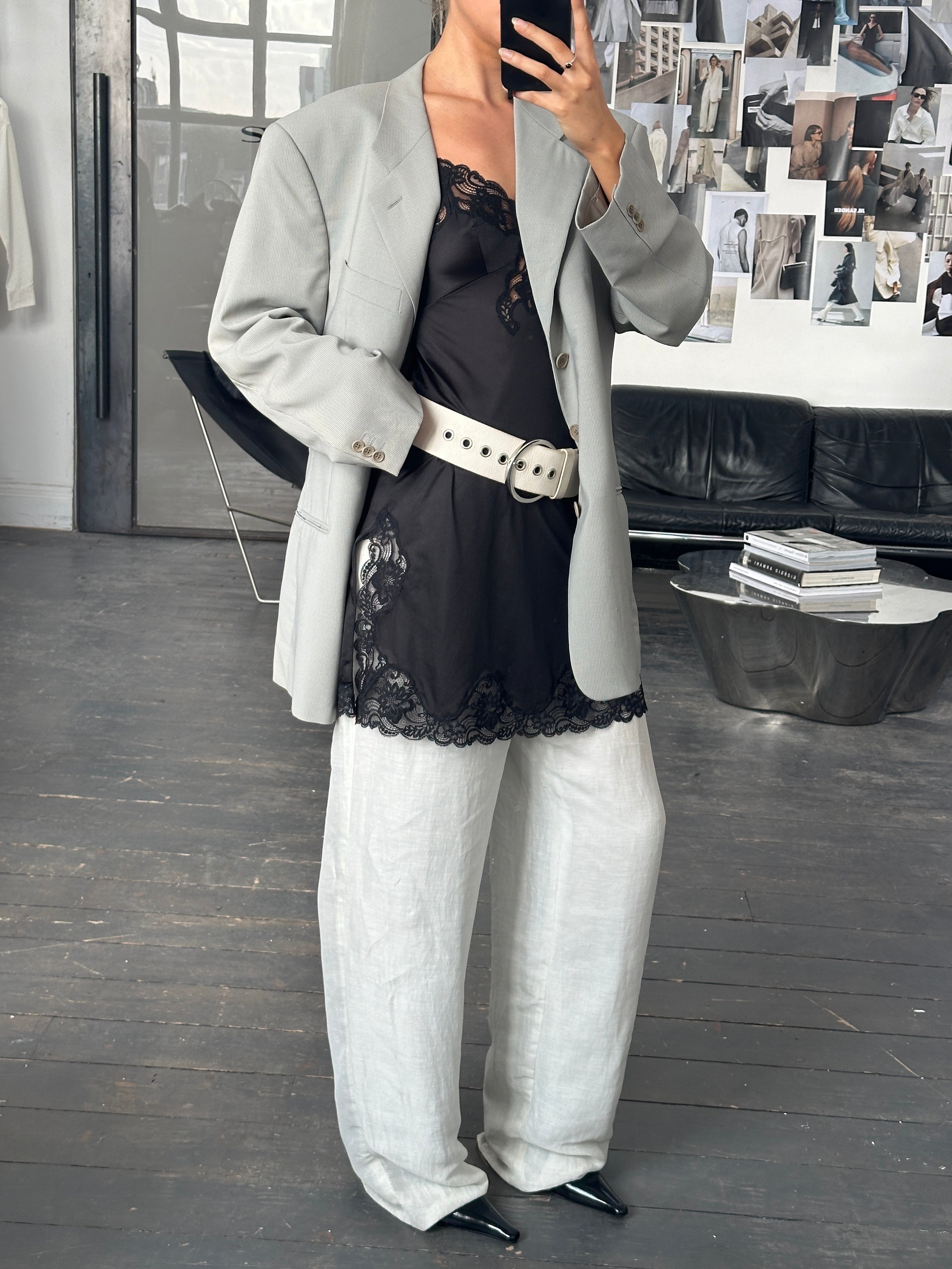 Vintage 2000s Lace Side Split Mini Slip Dress - S - SYLK