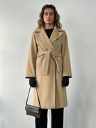 Marella Wool Cashmere Double Breasted Belted Coat - M - SYLK