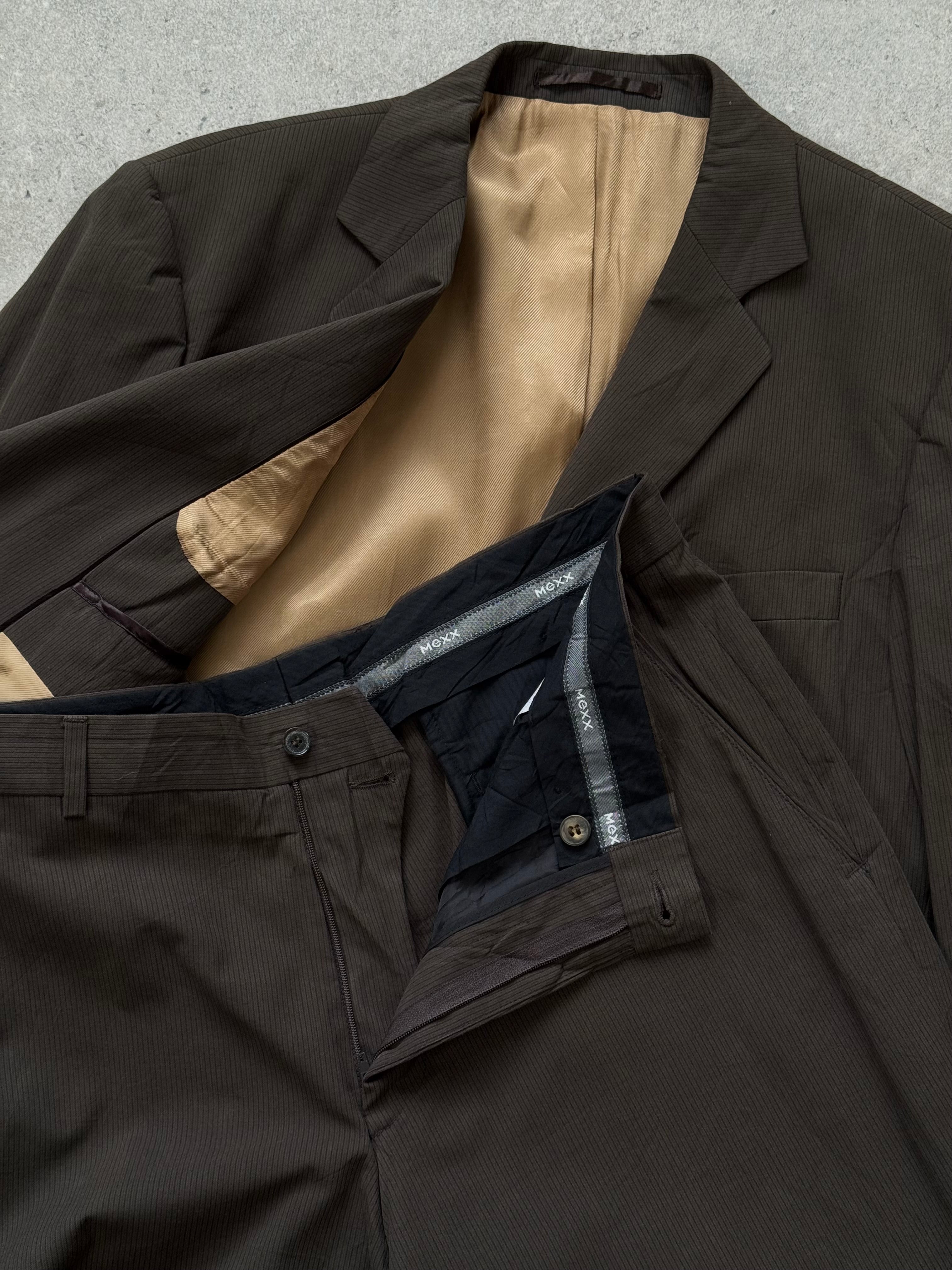 Vintage 1990s Cotton Stripe Single Breasted Suit - 42R/W34 - SYLK