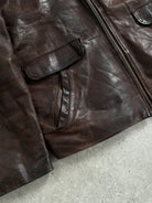 French Vintage 1980s Aged Boxy Leather Jacket - L - SYLK