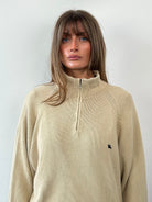 Burberry Pure Cotton Quarter Zip Logo Jumper - XL - SYLK