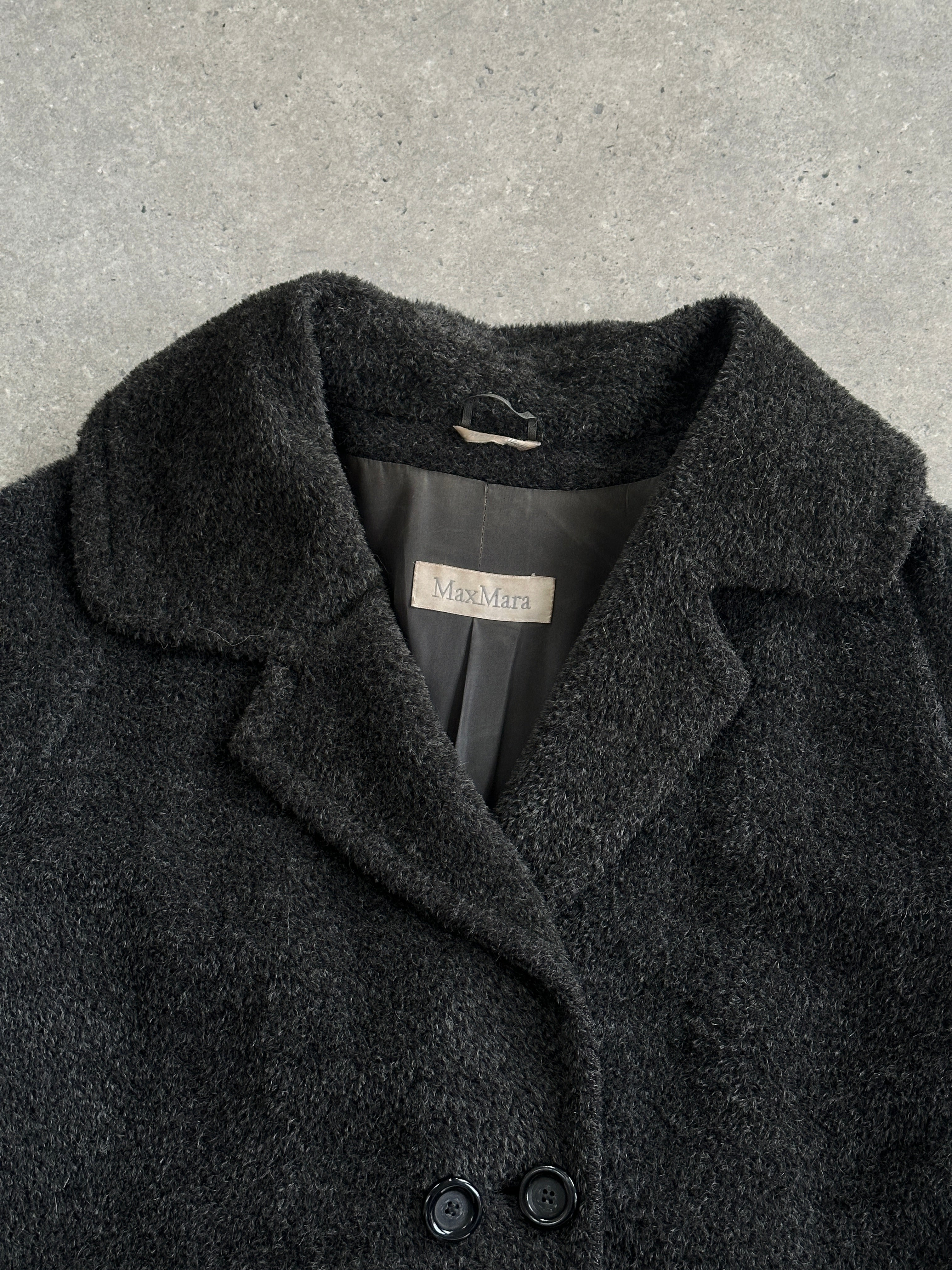 Max Mara Fuzzy Wool Alpaca Double Breasted Coat - XL - SYLK