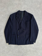 Vintage Brushed Wool Stripe Boxy Double Breasted Blazer - 44R/XL - SYLK
