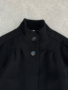 Vintage Wool Mohair Concealed Placket High Neck Coat - M - SYLK