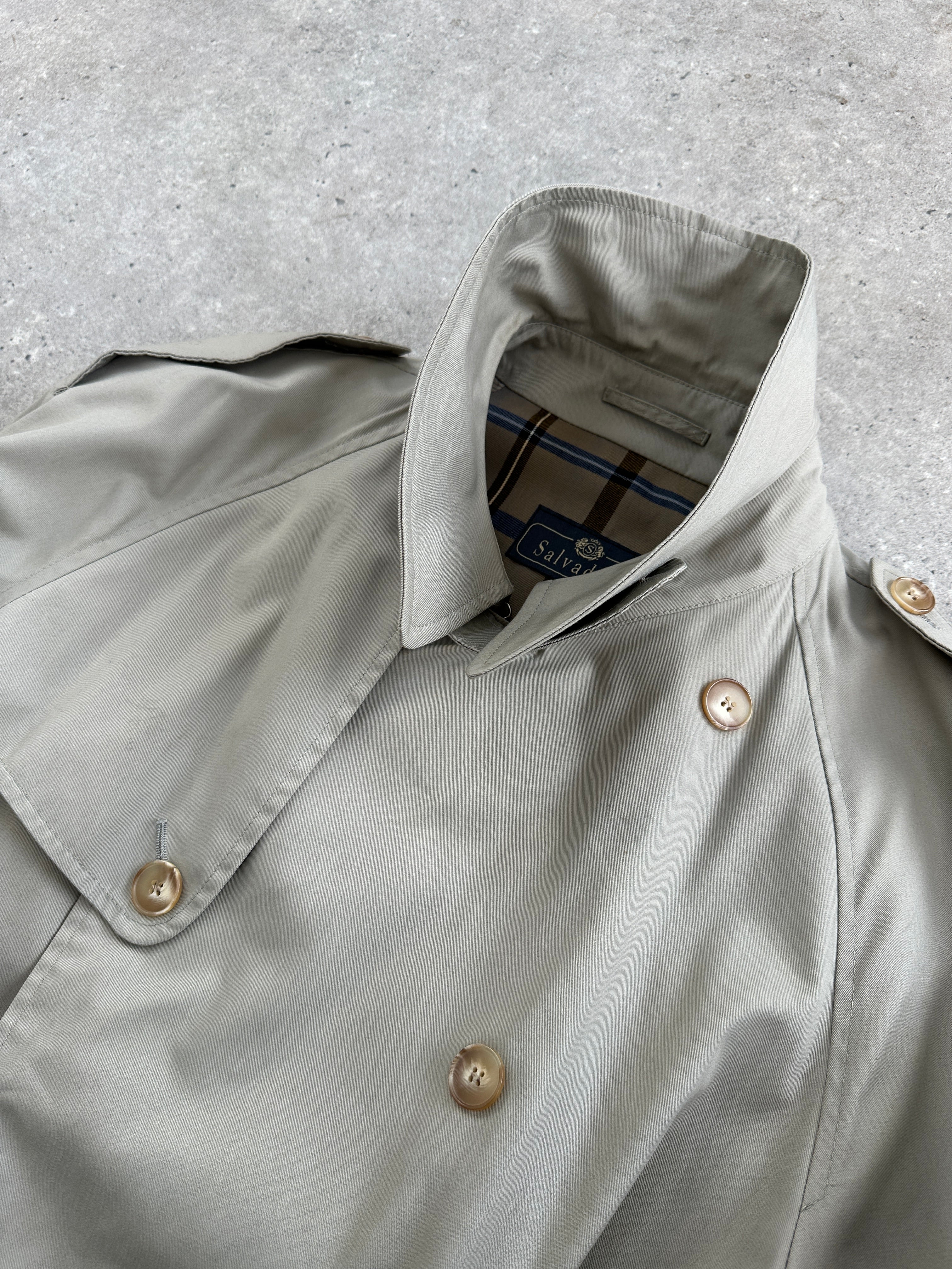 Italian Vintage Double Breasted Belted Trench Coat - XL - SYLK