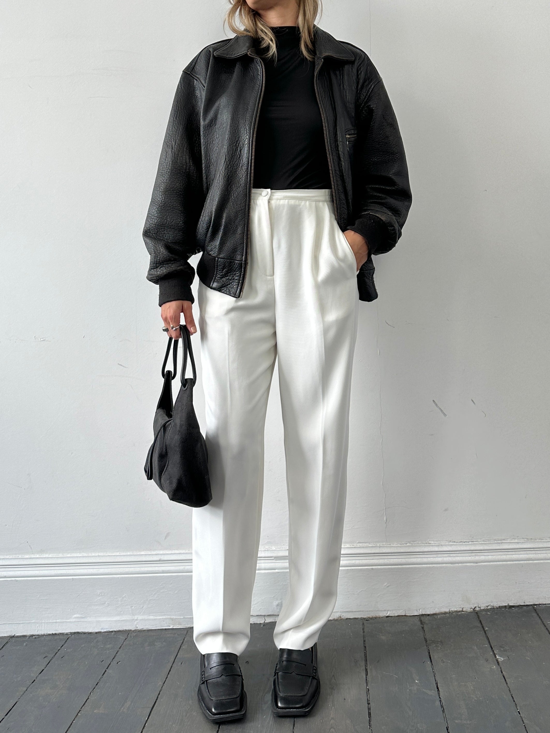 British Vintage Leather Bomber Jacket - M - SYLK