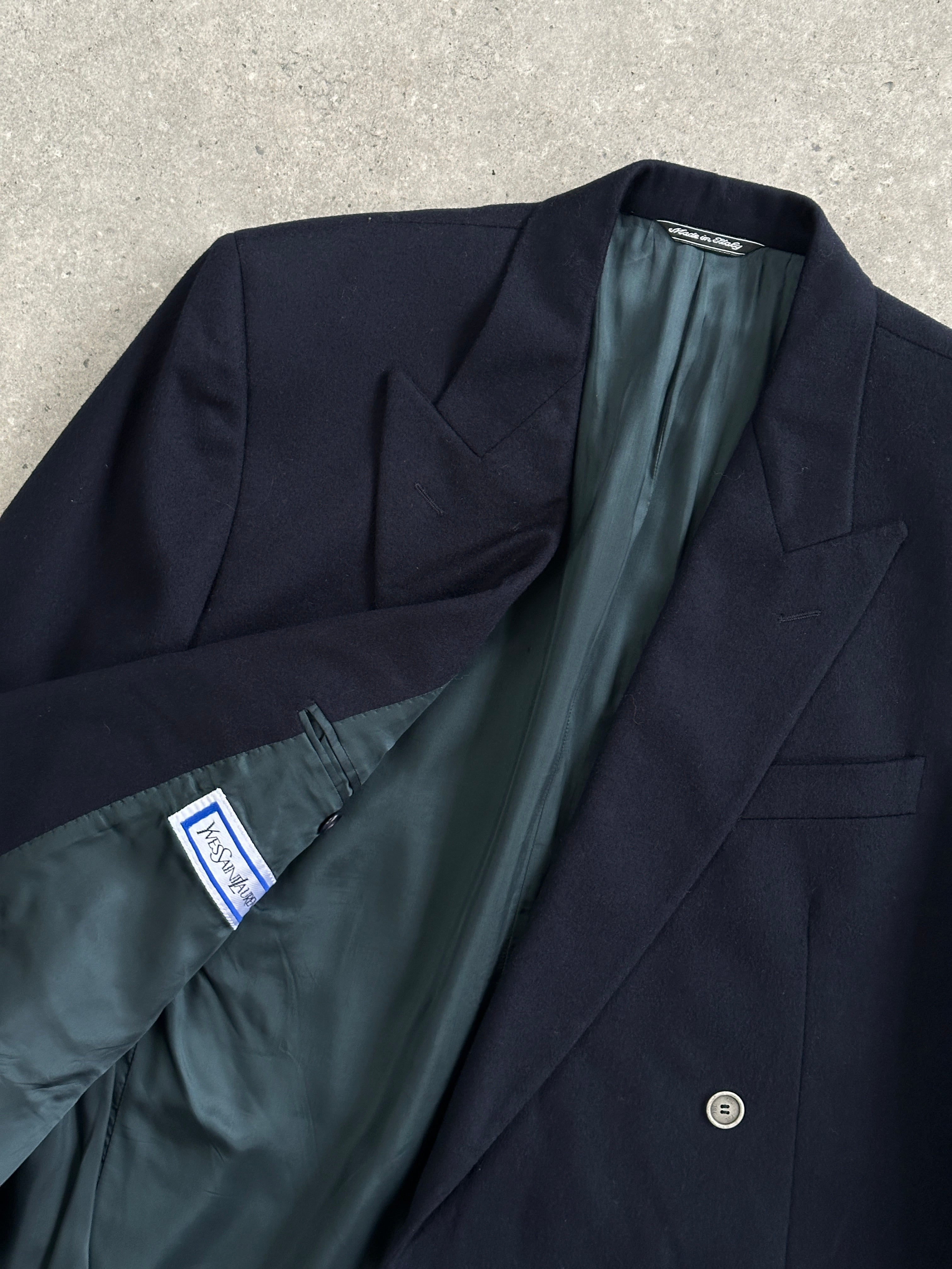 Yves Saint Laurent 80s Brushed Wool Cashmere Logo Bespoke Blazer - 40R/L - SYLK