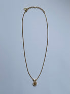 Christian Dior 16” Gold Plated Rhinestone Drop Logo Pendant Necklace - SYLK