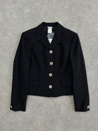 Versace Classic V2 90s Pure Wool Bespoke Rhinestone Button Fitted Blazer - S/M - SYLK