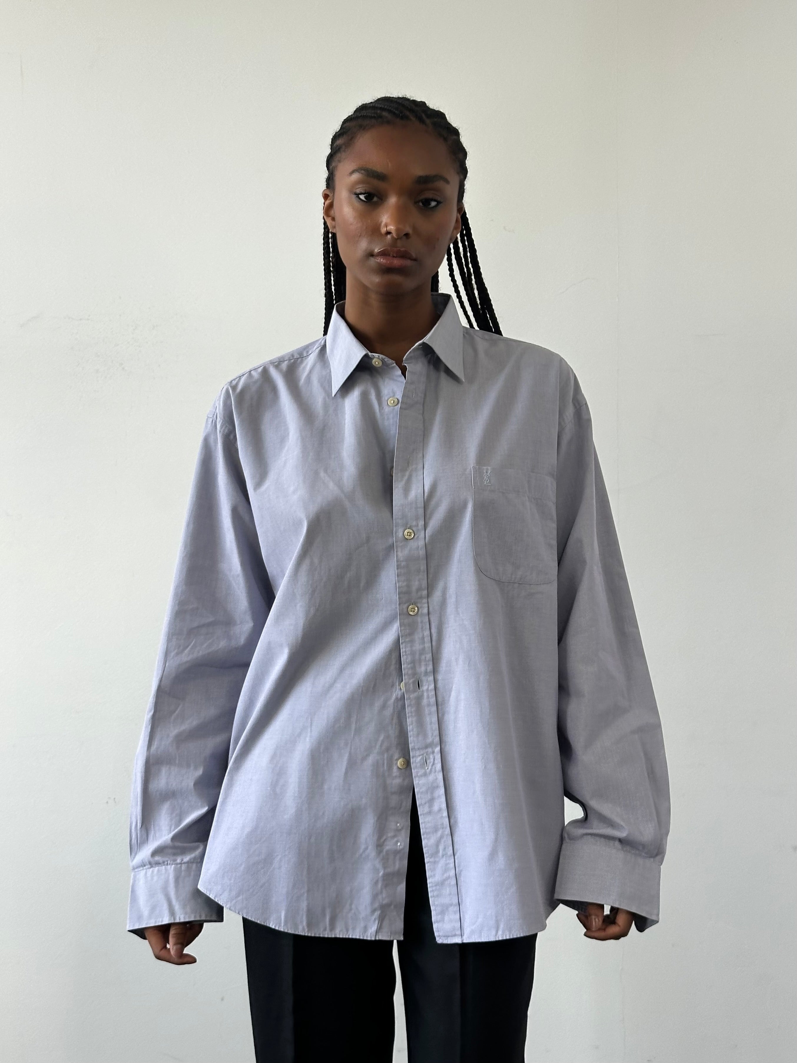 Yves Saint Laurent 00s Cotton Logo Dress Shirt - L/XL - SYLK