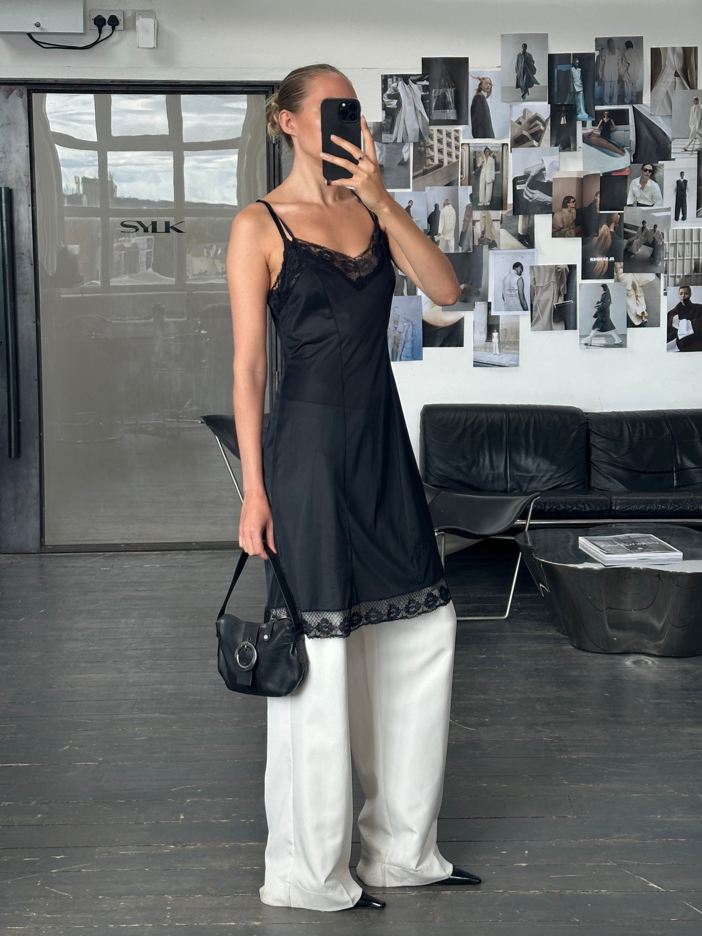 Vintage 1980s Lace Semi Sheer Slip Dress - M - SYLK