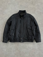 Vintage High Neck Leather Bomber Jacket - XL - SYLK