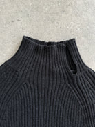 Max Mara Pure Wool Asymmetric High Neck Knit Jumper - S - SYLK