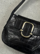 Emporio Armani 1990s Hardware Croc Leather Shoulder Bag - SYLK
