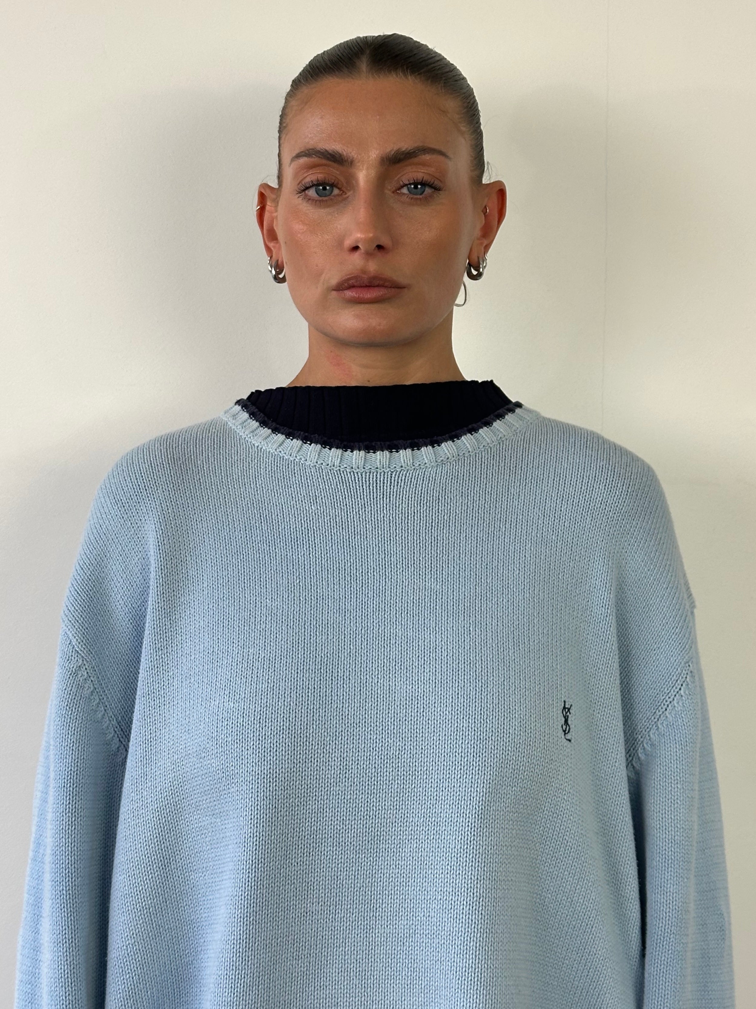 Yves Saint Laurent Pure Cotton Knitted Logo Jumper - XL/XXL - SYLK