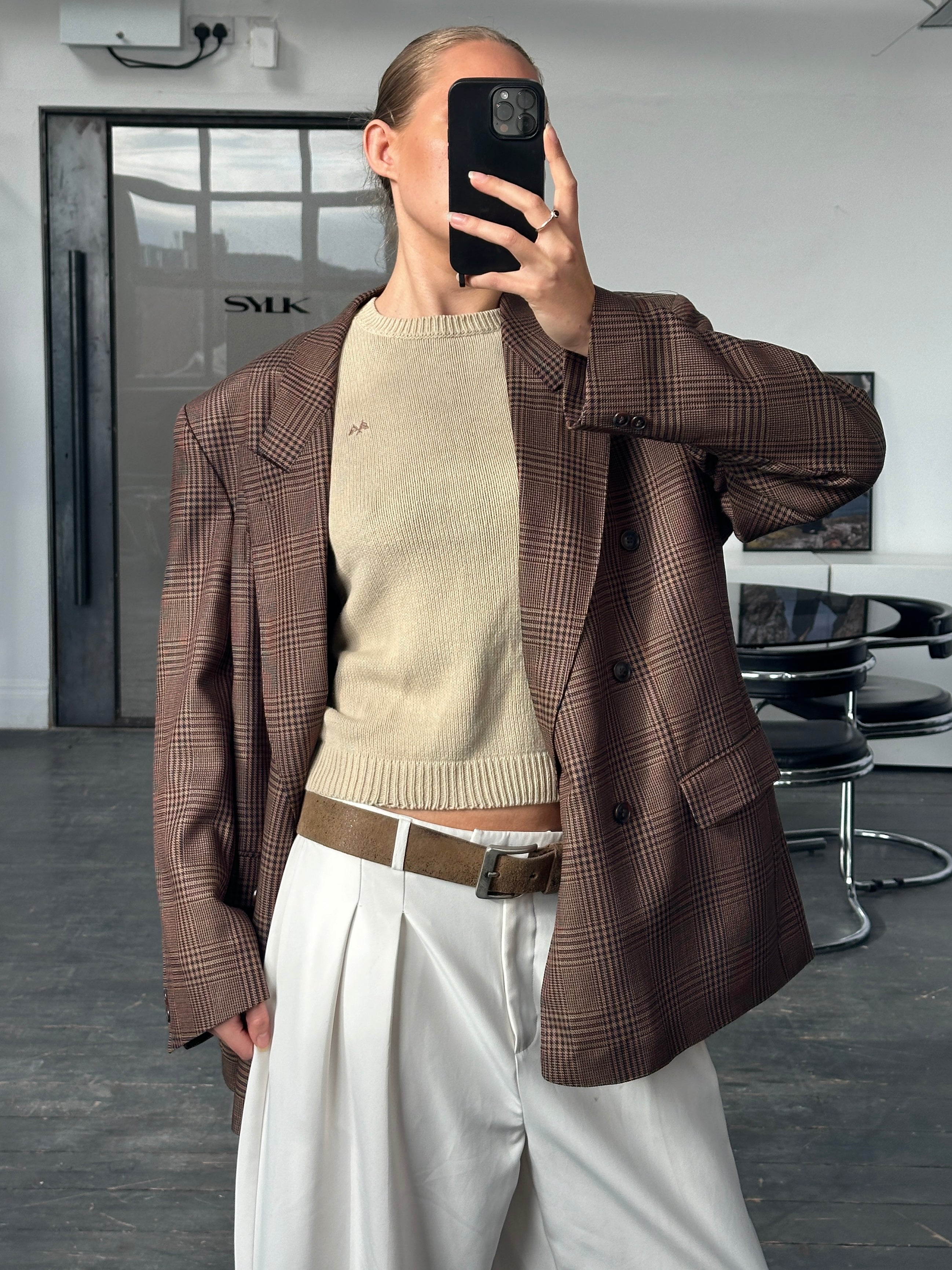 Yves Saint Laurent Diffusion Hommes 1980s Check Wool Blazer - 42R/XL - SYLK