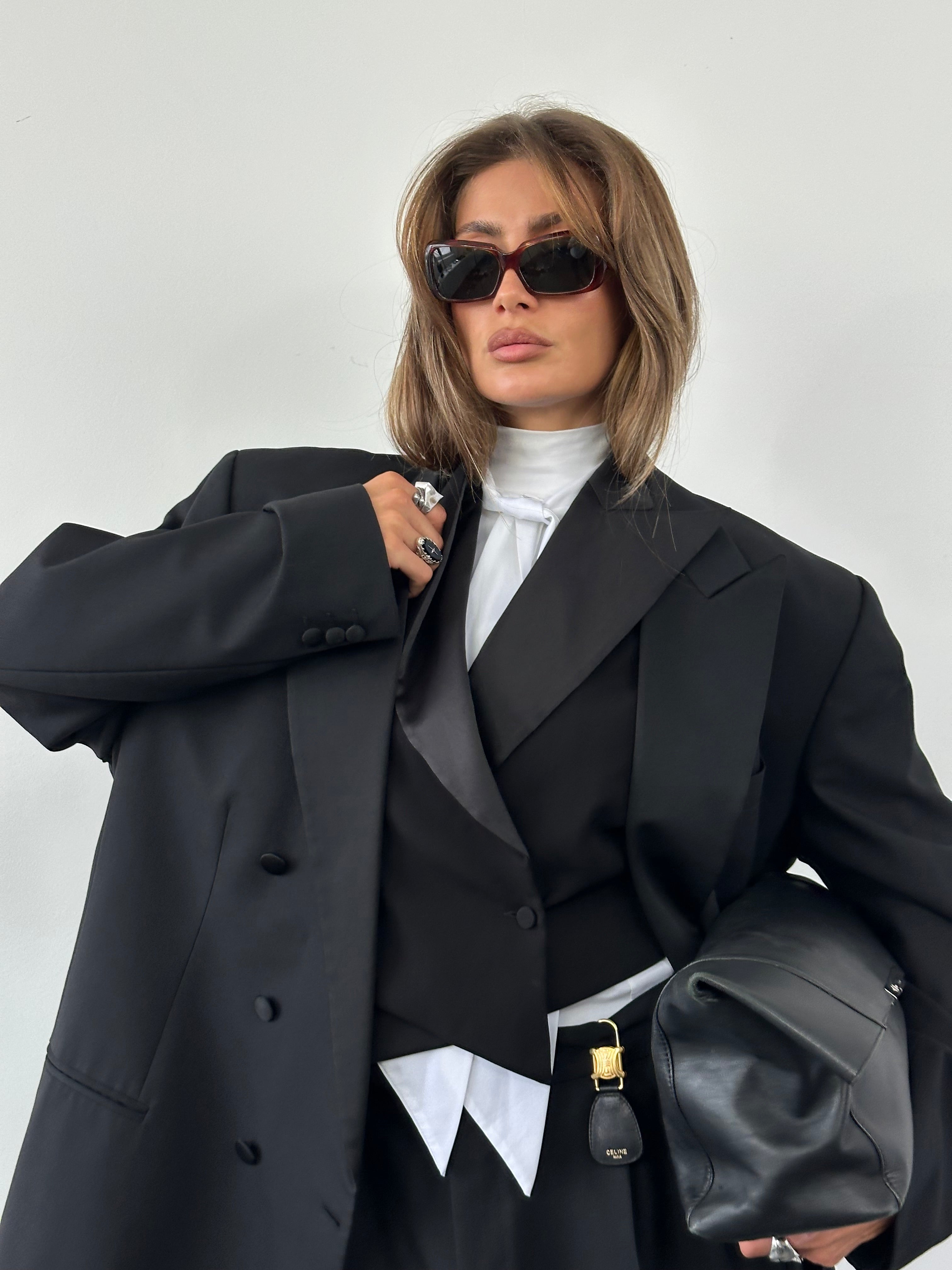 Vintage 1990s Tuxedo Pure Wool Double Breasted Suit - 46R/W34-36 - SYLK