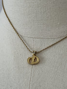 Christian Dior 1990s 16” Gold Plated CD Logo Pendant Necklace - SYLK