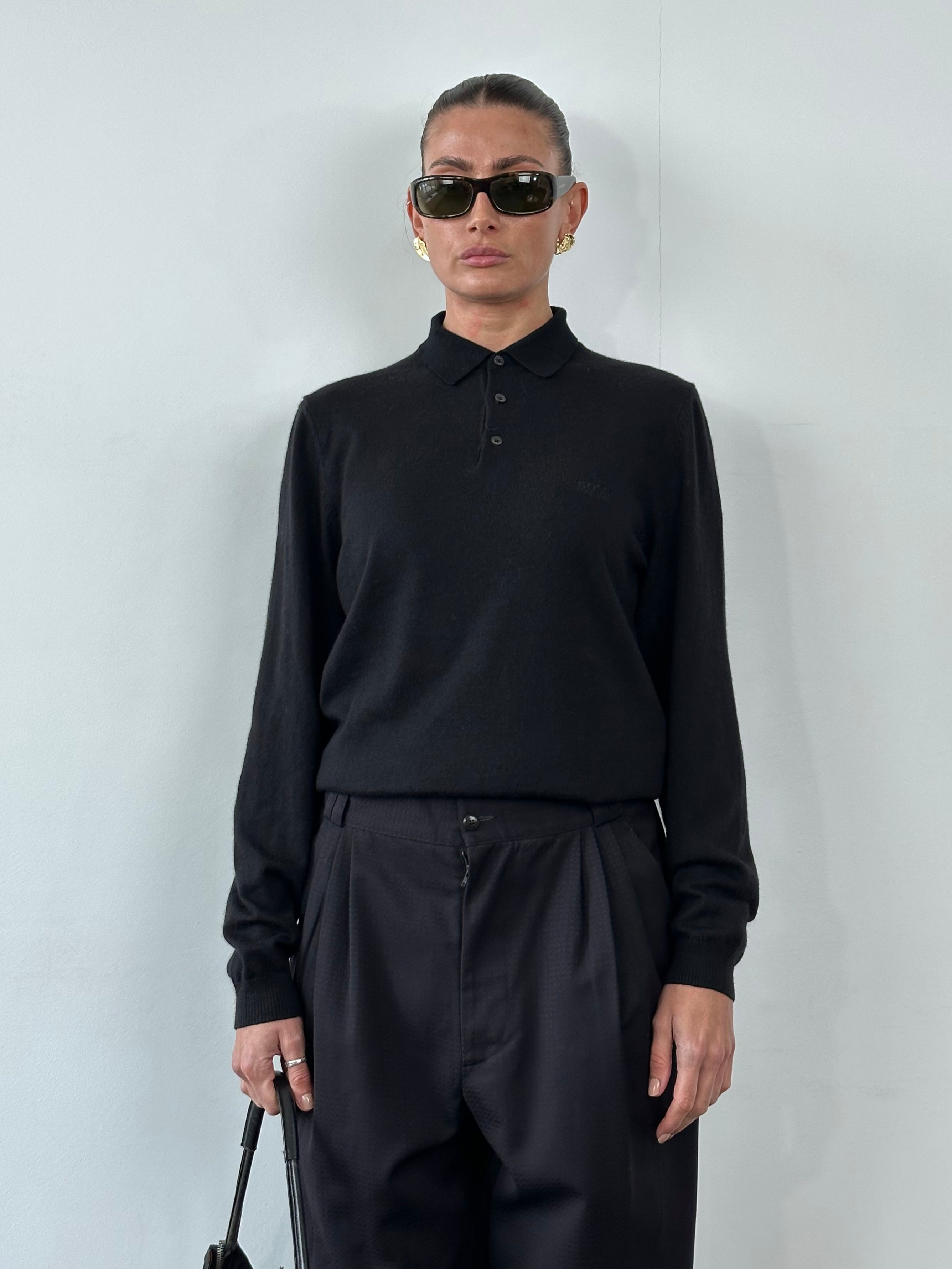 Hugo Boss Pure Wool Logo Polo Jumper - M/L - SYLK