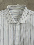 Yves Saint Laurent 2000s Cotton Check Short Sleeve Logo Shirt - L - SYLK