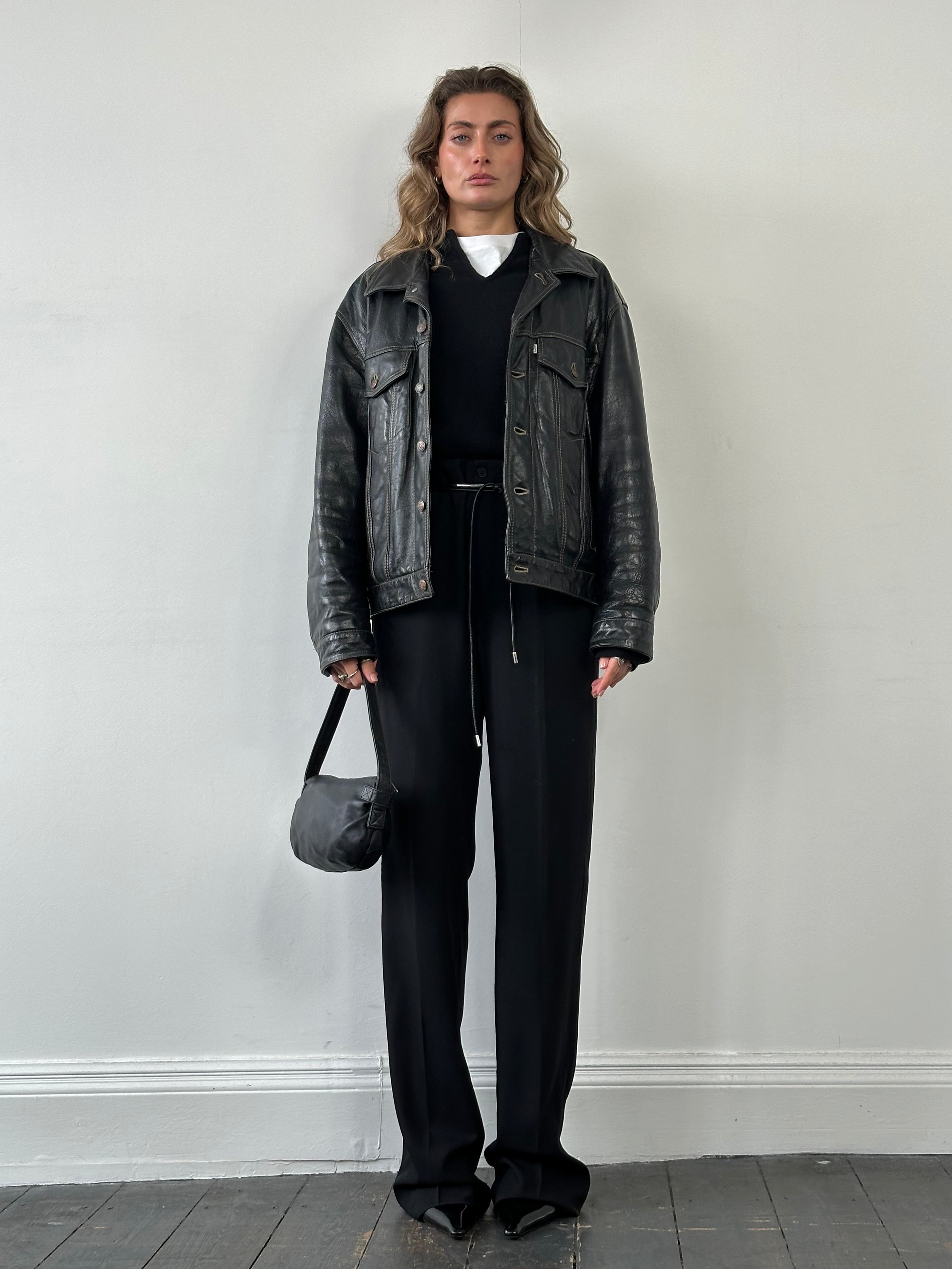 Levis 90s Contrast Stitch Leather Jacket - L - SYLK