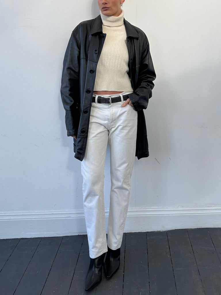 Armani Mid Length Leather Jacket - XL - SYLK