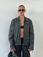 Vintage Distressed Leather Moto Jacket - M/L - SYLK