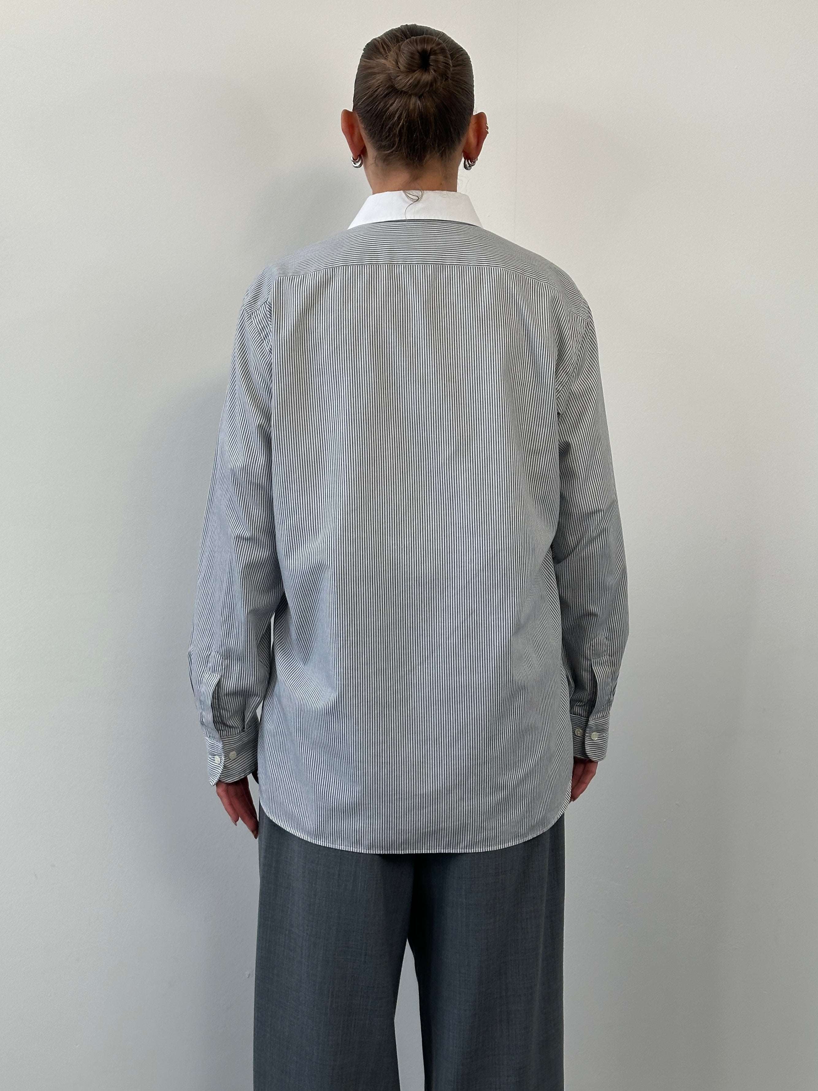 Christian Dior Chemise 1990s Cotton Stripe Logo Shirt - L - SYLK