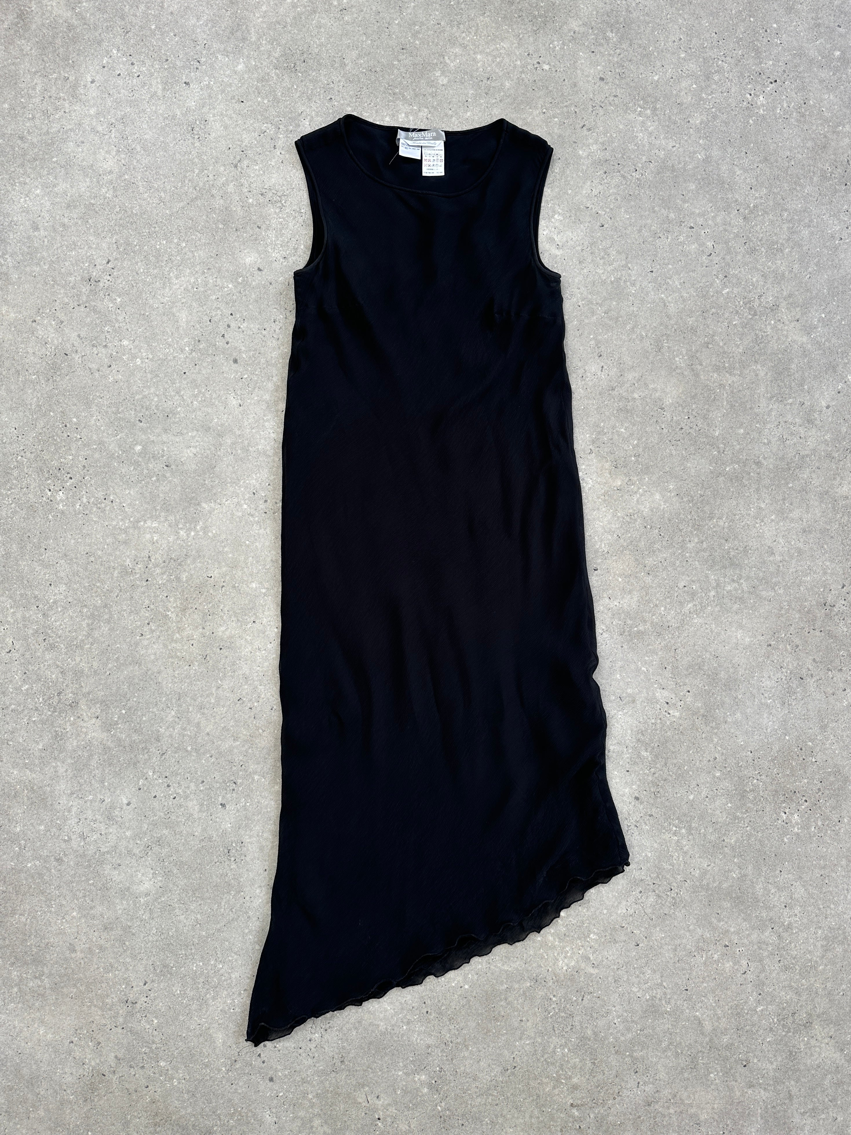 Max Mara Pure Silk Asymmetric Maxi Dress - M - SYLK