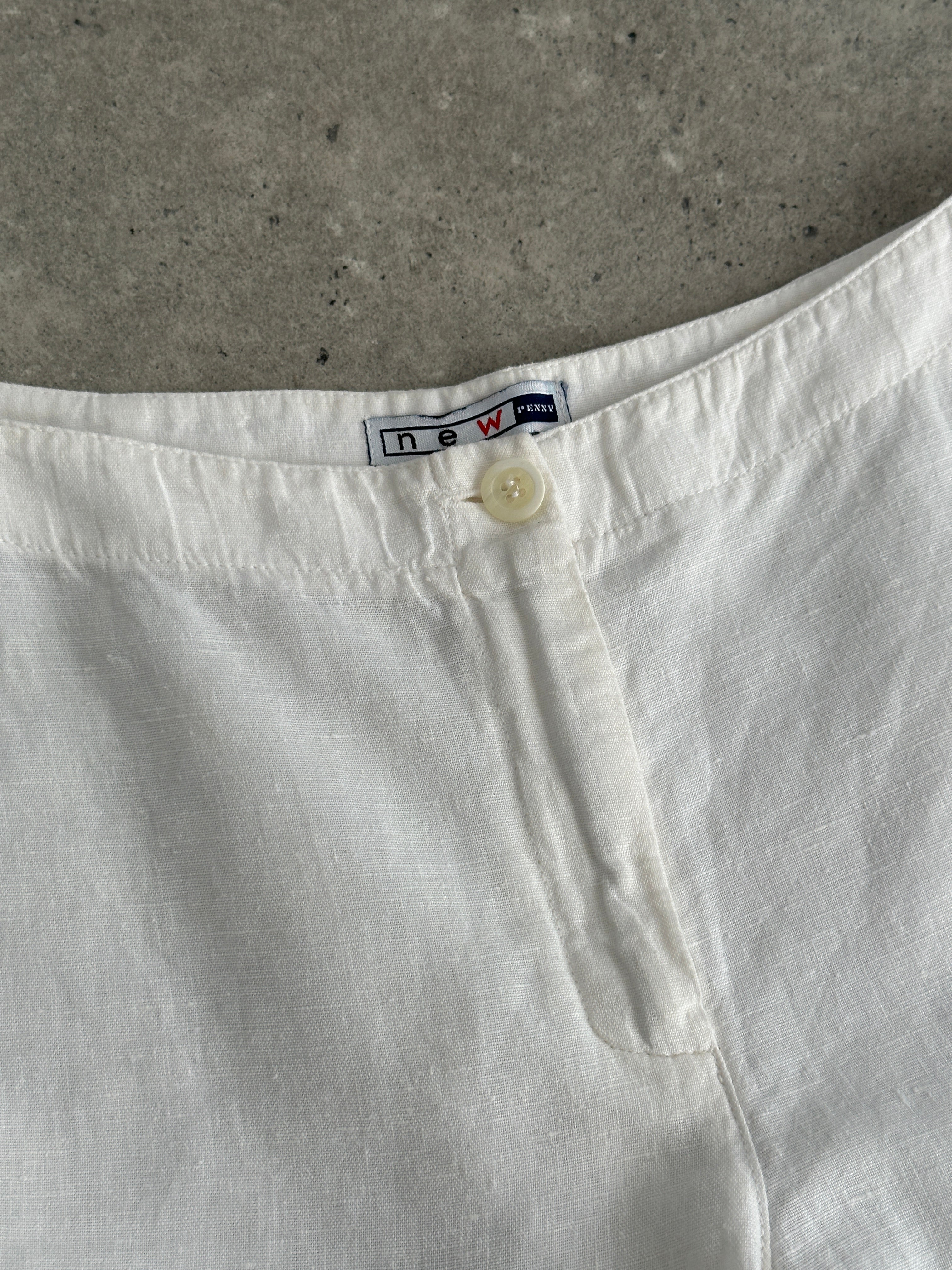 Vintage 1990s Pure Linen Low Waist Wide Leg Trousers - W24 - SYLK