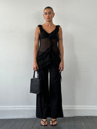 Richmond Tie Waist Stripe Wide Leg Trousers - W26-30 - SYLK