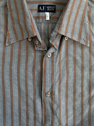 Armani Jeans Stripe Pure Cotton Logo Shirt - L - SYLK