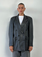 Vintage Double Breasted Leather Blazer Jacket - L - SYLK