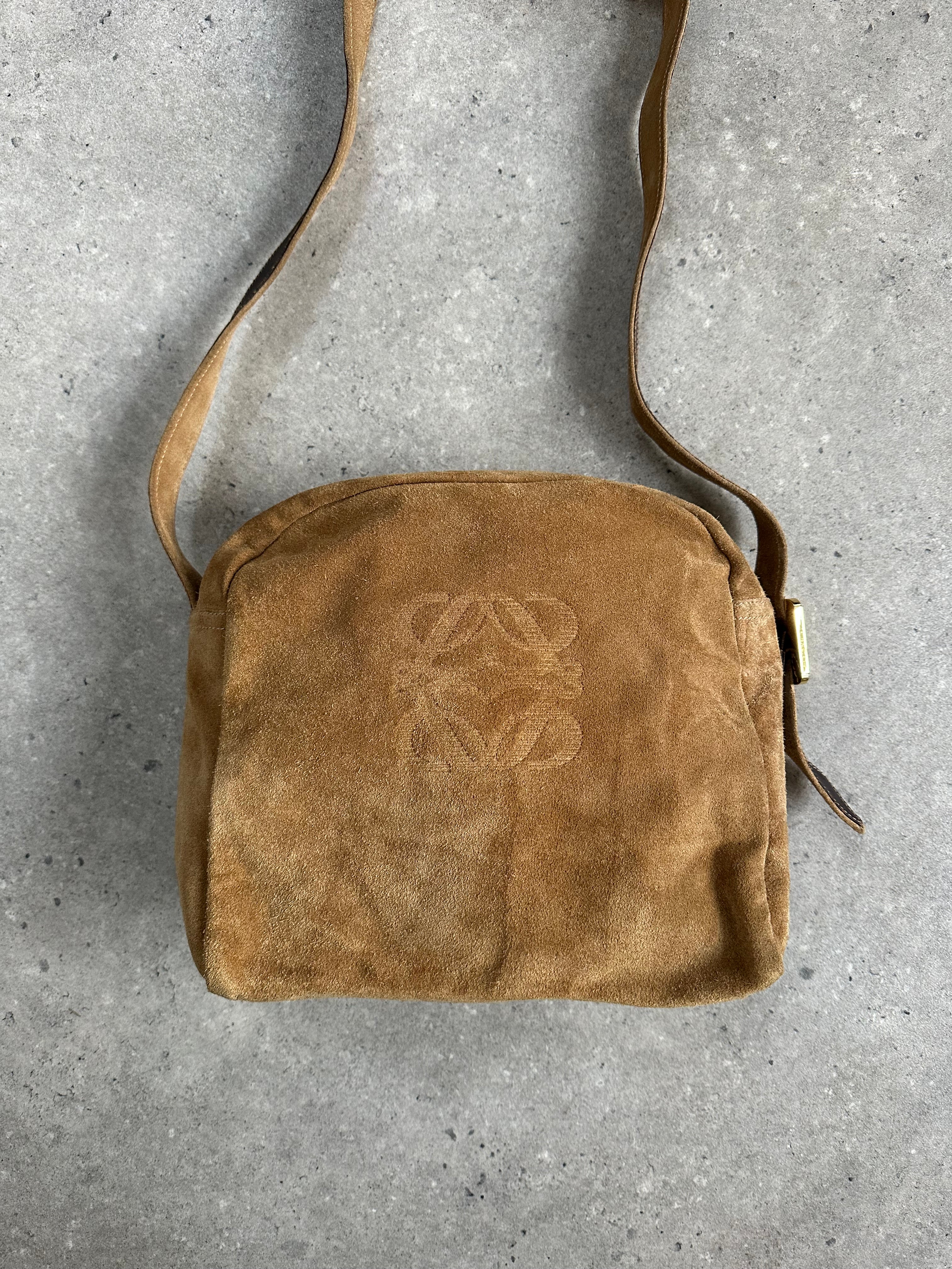 Loewe 1990s Suede Anagram Crossbody Bag - SYLK
