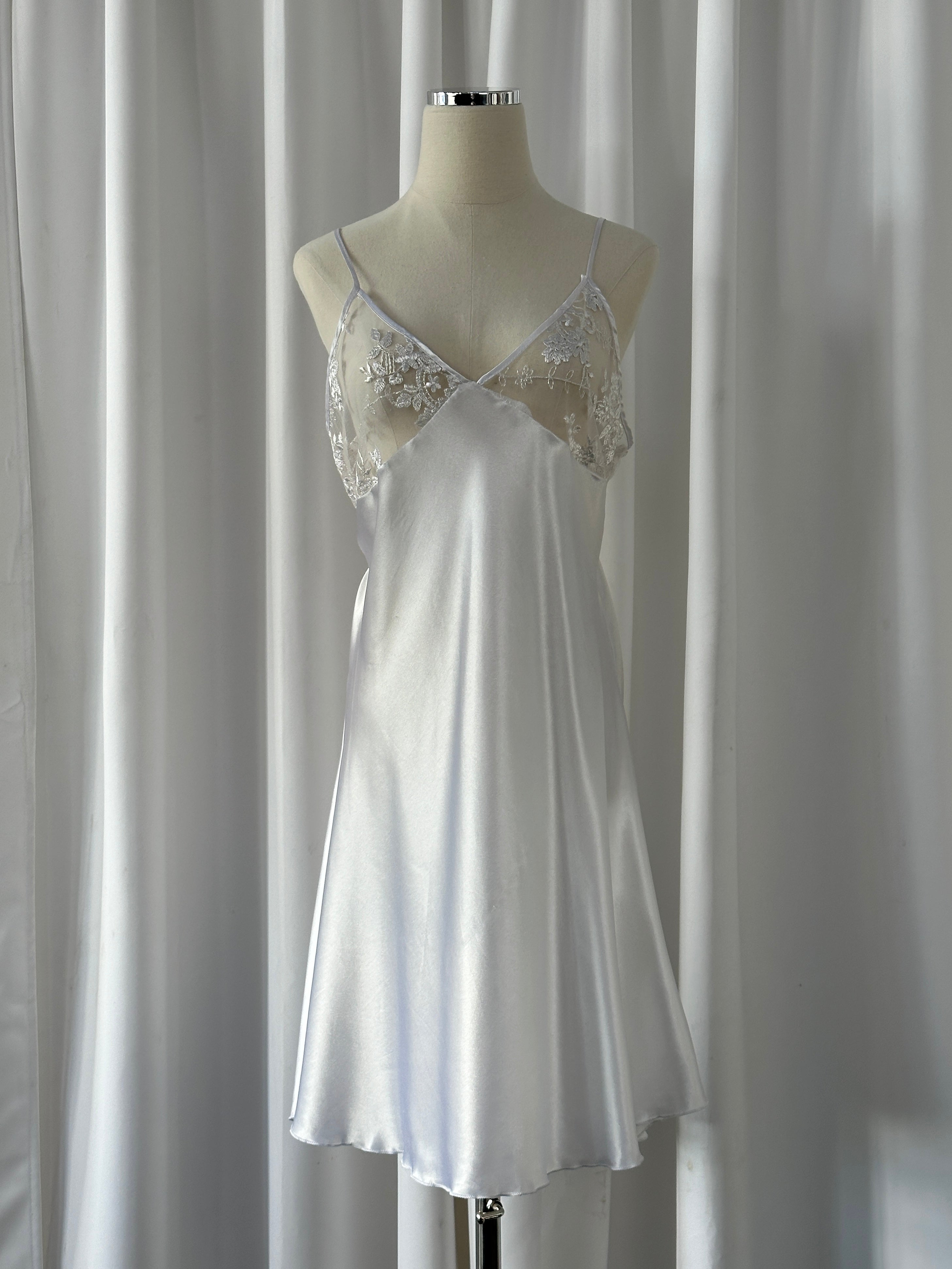 Vintage 1990s Lace Sheer Mini Slip Dress - M/L - SYLK