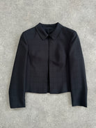 Vintage 80s Minimal Cropped Check Blazer - S - SYLK