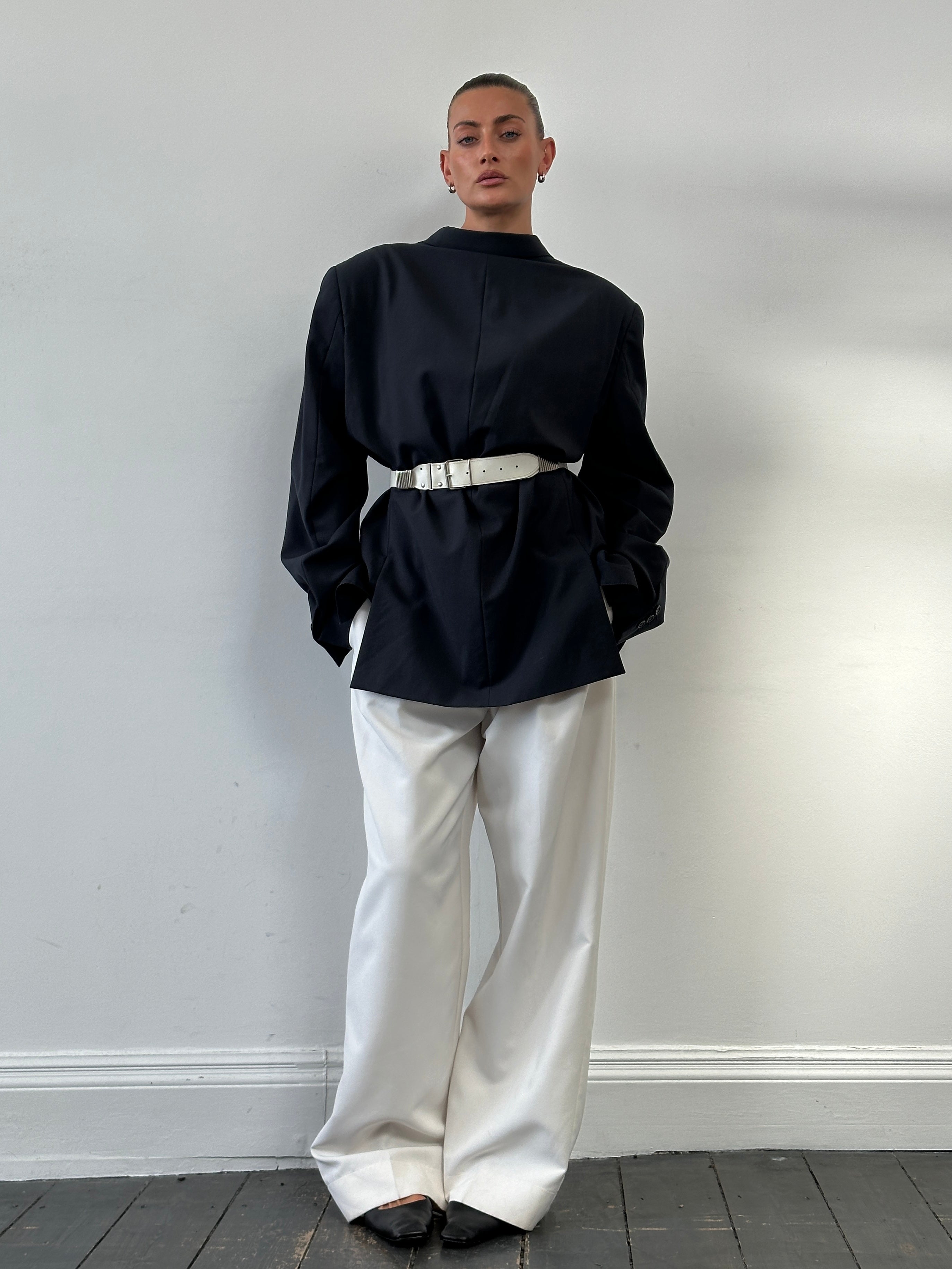 Vintage Chrome Hardwear Leather Belt W28-32 - SYLK