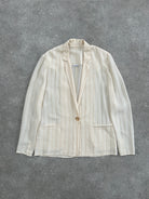 Italian Vintage Pure Silk Stripe Single Button Blazer - M - SYLK