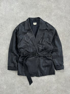 Vintage 90s Belted Leather Jacket - L - SYLK