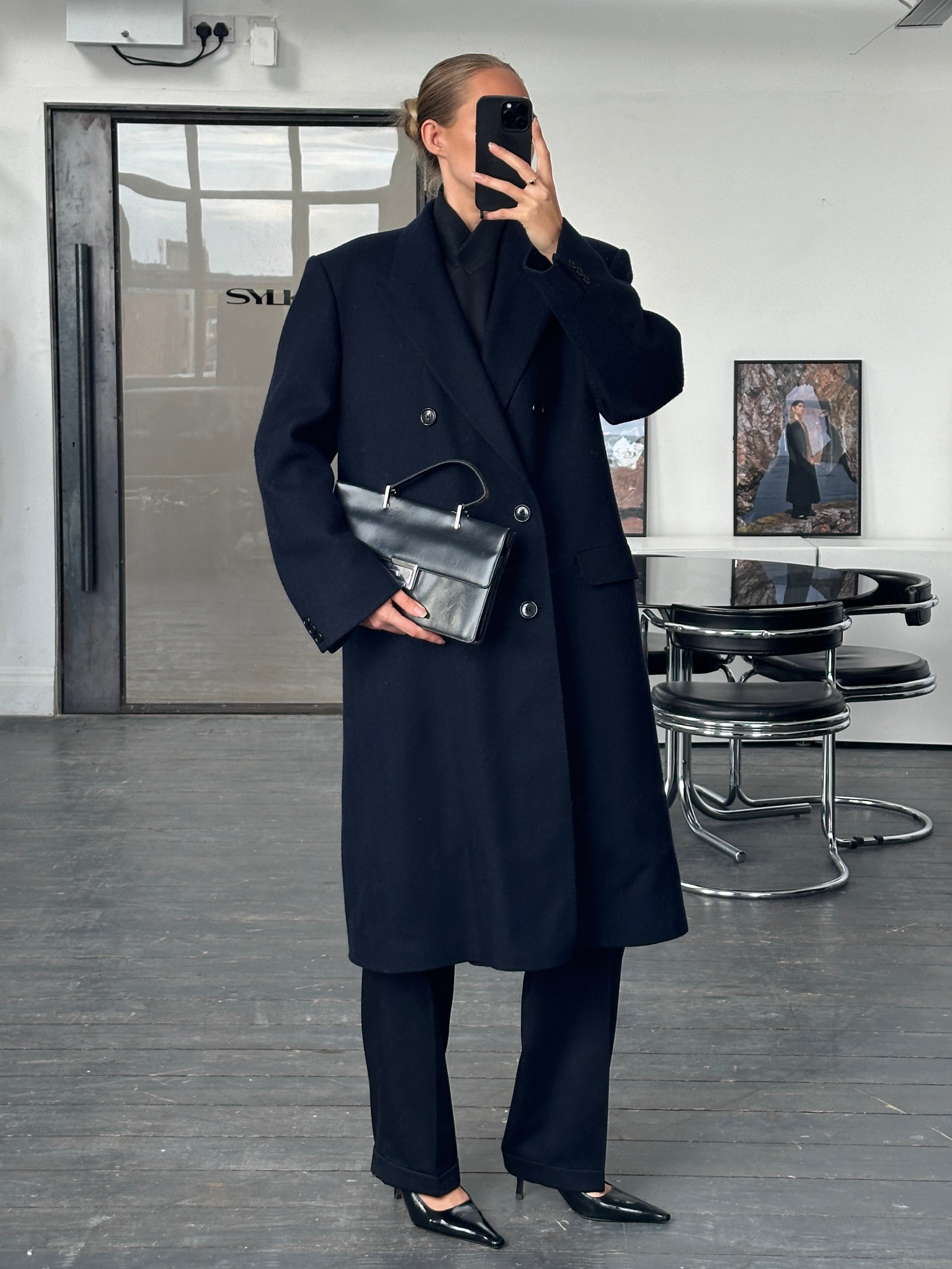 English Vintage 1990s Pure Wool Double Breasted Coat - XL - SYLK