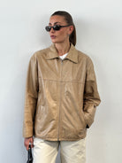 Italian Vintage Minimal Leather Jacket - L - SYLK