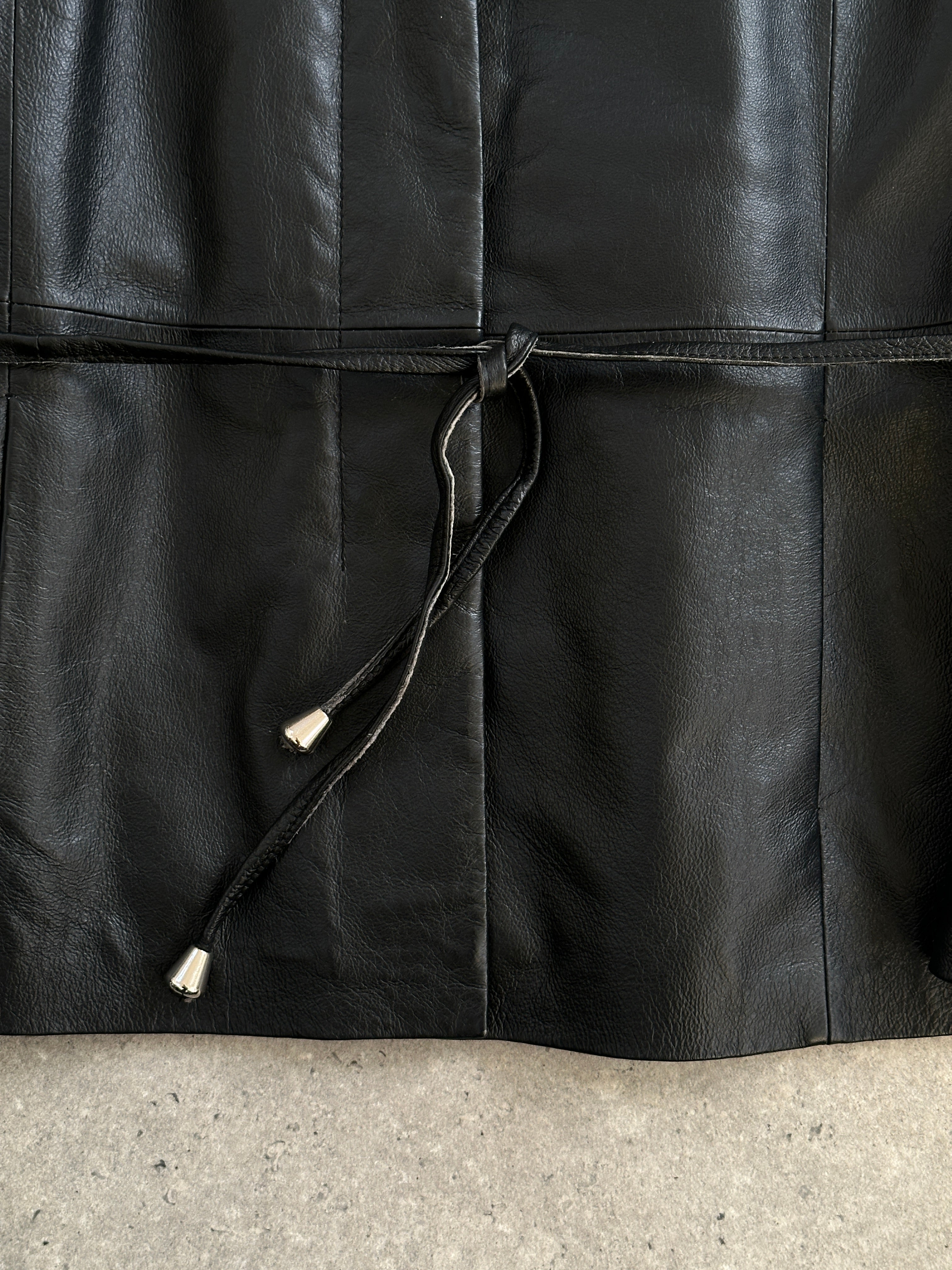 Vintage French 2000s Rope Tie Belt Leather Jacket - M - SYLK