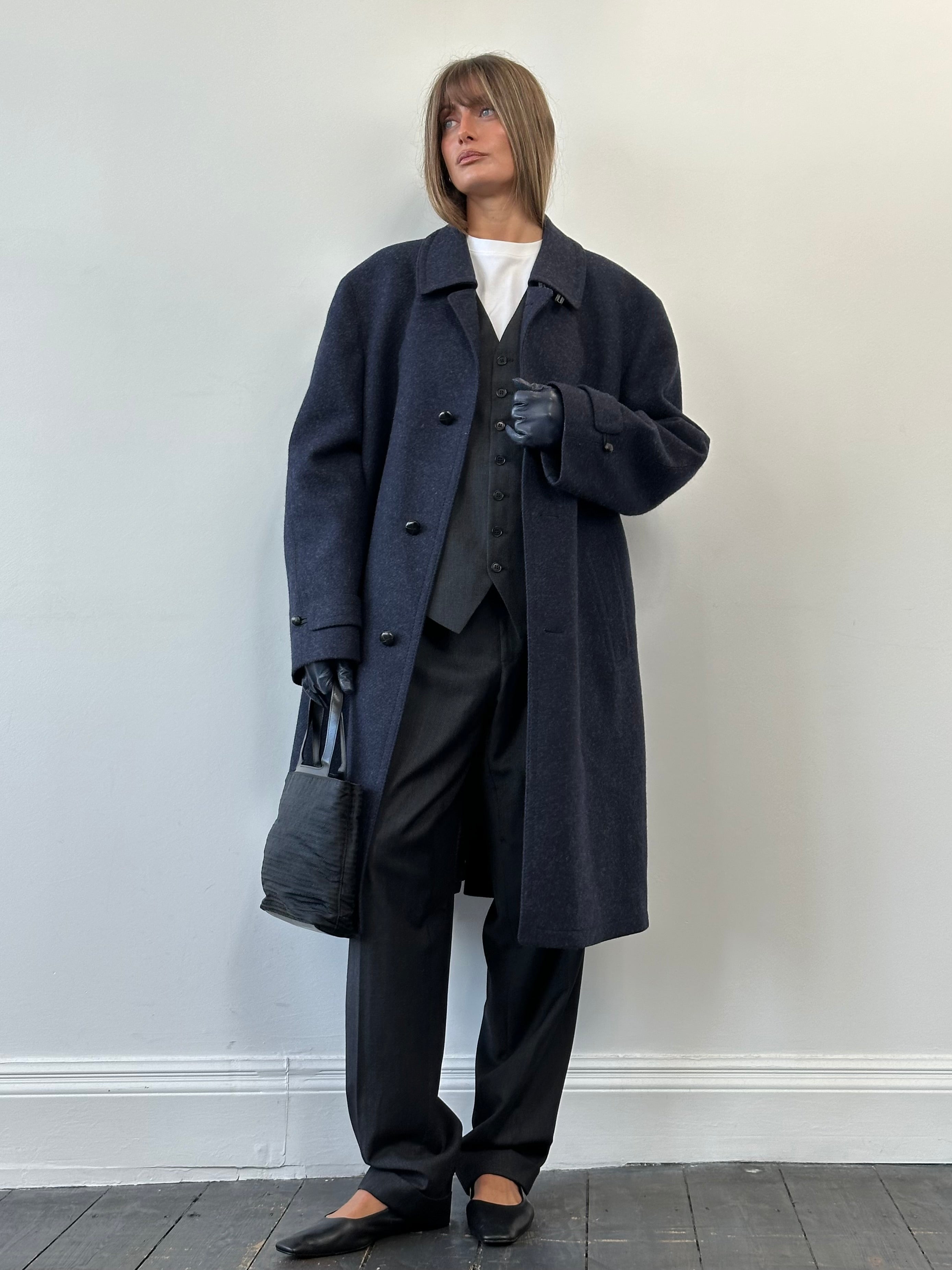 Vintage Pure Wool Single Breasted Concealed Placket Coat - XL/XXL - SYLK